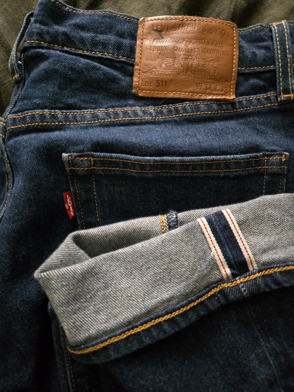 Levi's Premium 511 Selvedge Jeans 34x32 Getting Started Dark Wash
